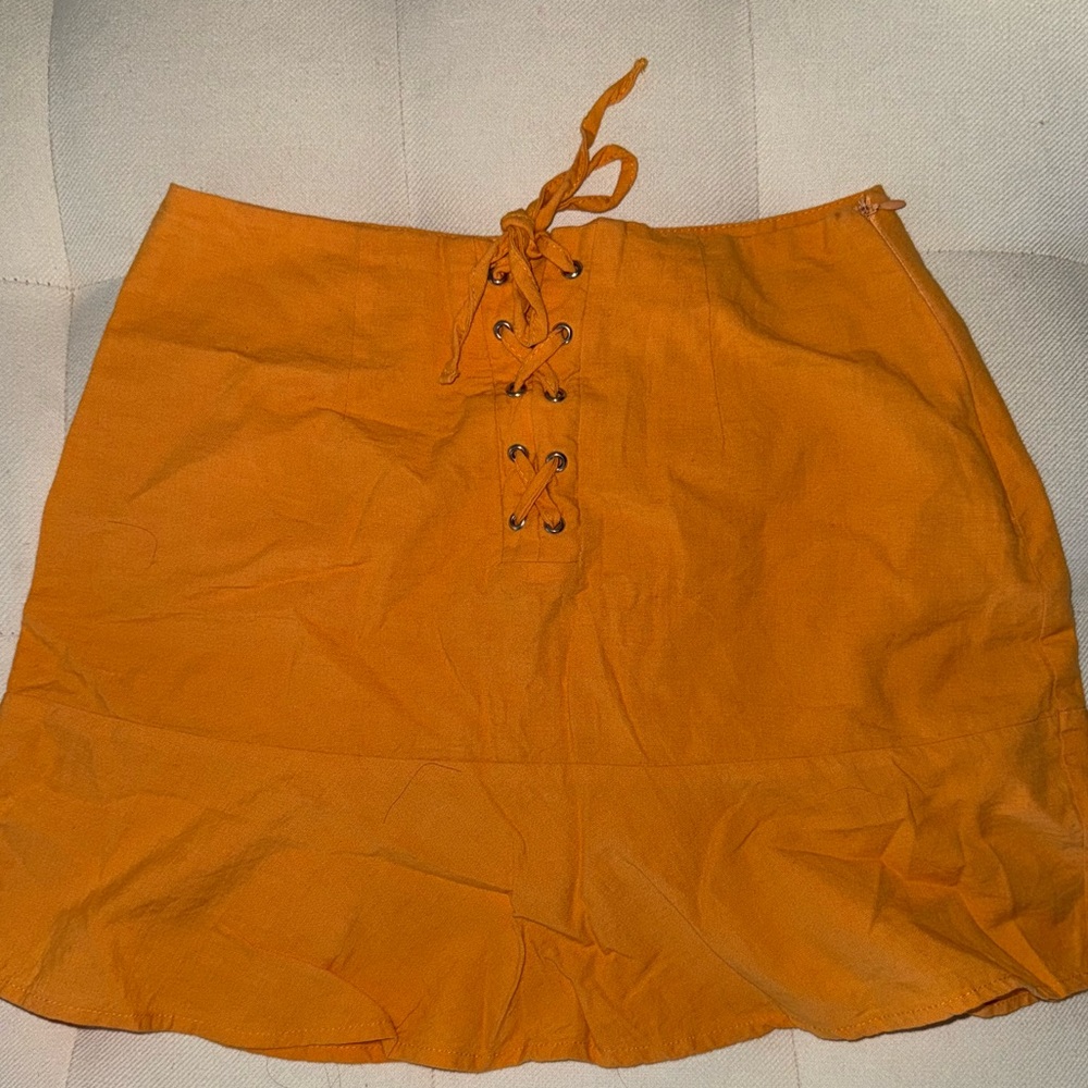 Bershka Orange Midi Skirt